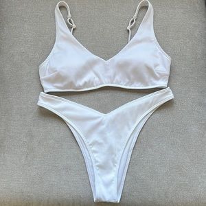 Hollister White Swim Bikini Top and Bottom Set